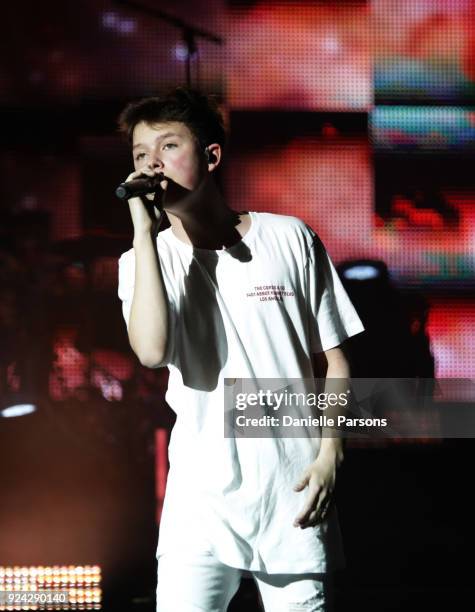 Jacob Sartorius performs at The Wiltern on February 25, 2018 in Los Angeles, California.