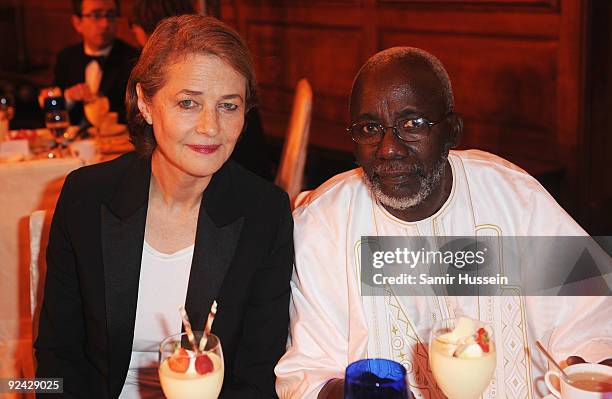 Charlotte Rampling and Souleymane Cisse attend the Times BFI 53rd London Film Festival Awards Ceremony at Inner Temple on October 28, 2009 in London,...