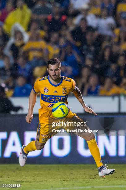 Andre-Pierre Gignac of Tigres controls the ball during the 9th round match between Tigres UANL and Morelia as part of the Torneo Clausura 2018 Liga...