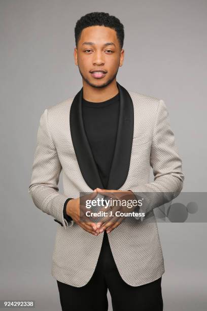 Jacob Latimore poses for a portrait during the 2018 American Black Film Festival Honors Awards at The Beverly Hilton Hotel on February 25, 2018 in...