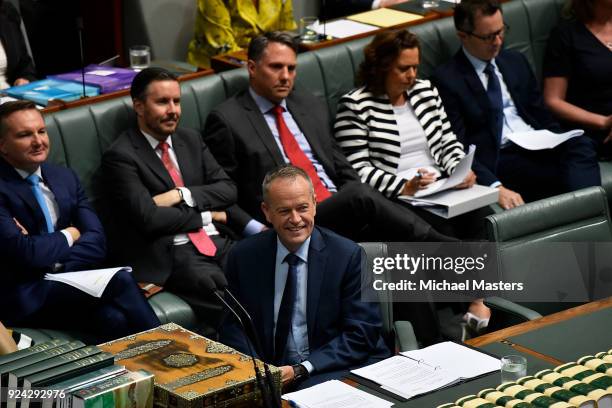 Bill Shorten during Question Time at Parliament House on February 26, 2018 in Canberra, Australia. Veterans Affairs Minister Michael McCormack was...