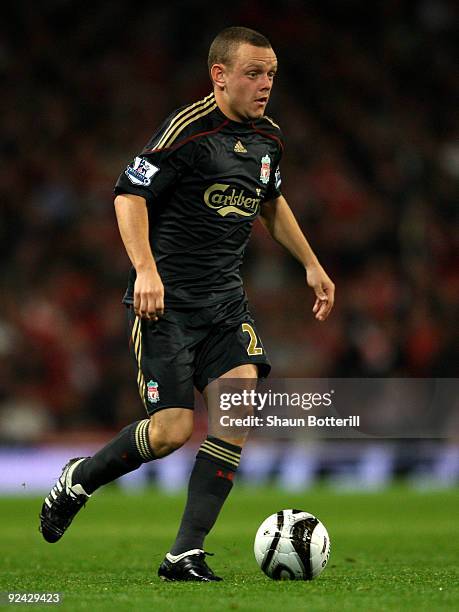 Jay Spearing of Liverpool during the Carling Cup 4th Round match between Arsenal and Liverpool at the Emirates Stadium on October 28, 2009 in London,...