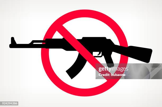 no gun violence vector poster - gun forbidden stock illustrations