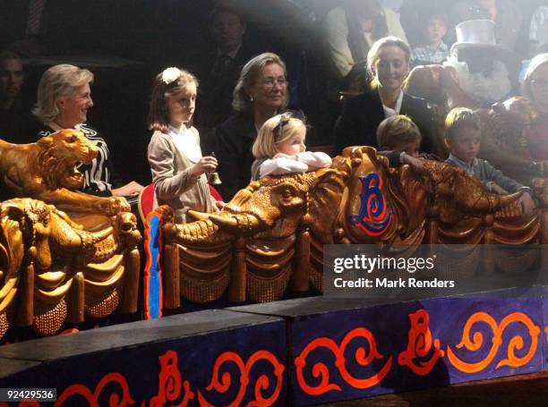 Princess Astrid, Princess Laetitia Maria, Princess Louise, Prince Nicolas, Prince Aymeric and Queen Paola and Princess Claire of Belgium attend a...