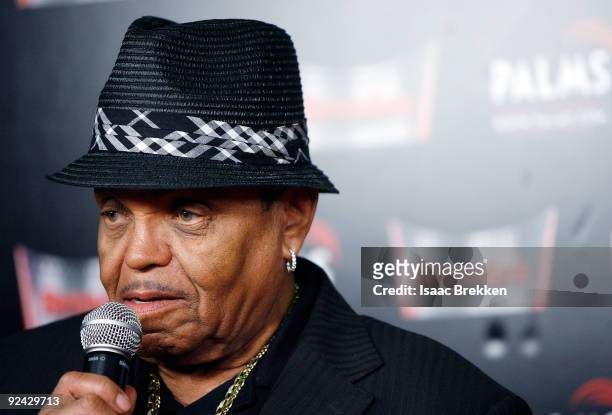 Joe Jackson speaks during a press conference at the Brenden Theatres inside the Palms Casino Resort to announce plans to build a performing arts...