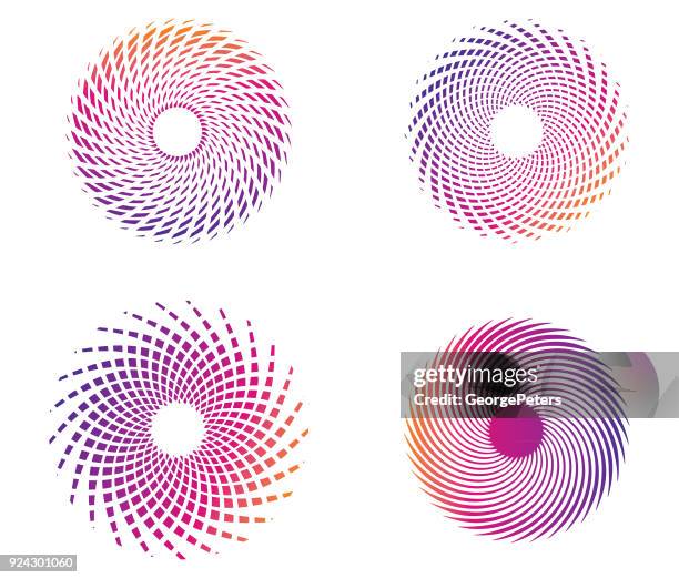 set of spiral line art graphic elements - whirlpool stock illustrations