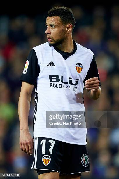 Coquelin of Valencia CF looks on during the La Liga match between Valencia CF and Real Sociedad at Mestalla on February 25, 2018 in Valencia, Spain