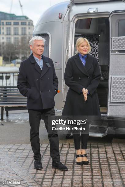 This Morning TV show, live on the banks of Thames river in London, UK, on 20 February 2018. The show is boadcasted every week day from ITV and...