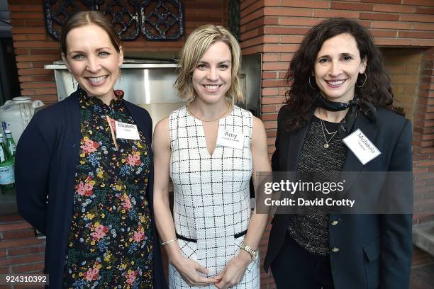 Elizabeth Coffey, Amy Friedrich-Karnik and Michaela Watkins attend A Conversation with the Center for Reproductive Rights at Private Residence on...