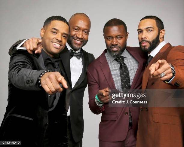 Larenz Tate, Jeff Friday and Omari Hardwick poses for a portrait during the 2018 American Black Film Festival Honors Awards at The Beverly Hilton...