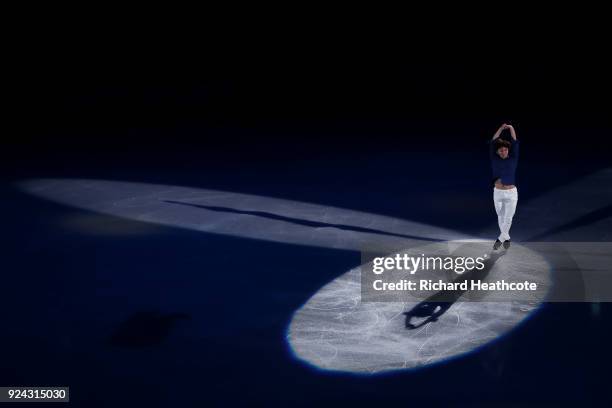 Shoma Uno of Japan performs during the Figure Skating Gala Exhibition on day 16 of the PyeongChang 2018 Winter Olympics at Gangneung Ice Arena on...