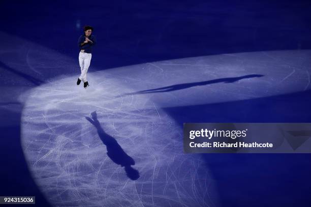 Shoma Uno of Japan performs during the Figure Skating Gala Exhibition on day 16 of the PyeongChang 2018 Winter Olympics at Gangneung Ice Arena on...