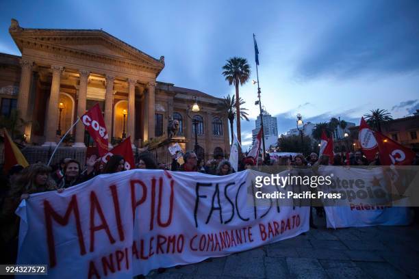 Thousands of anti-fascist are demonstrating in Palermo.