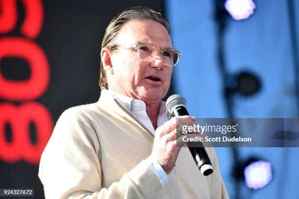 Tennis legend Jimmy Connors appears onstage during the One 805 Kick Ash Bash benefiting First Responders at Bella Vista Ranch & Polo Club on February...