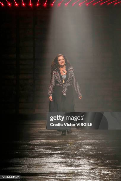 Angela Missoni walks the runway at the Missoni Ready to Wear Fall/Winter 2018-2019 fashion show during Milan Fashion Week Fall/Winter 2018/19 on...