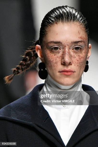 Maeva Giani Marshall walks the runway at the Jil Sander Ready to Wear Fall/Winter 2018-2019 fashion show during Milan Fashion Week Fall/Winter...