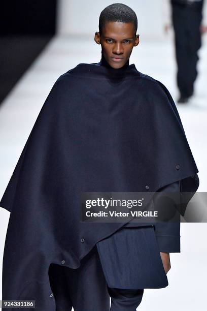 Model walks the runway at the Jil Sander Ready to Wear Fall/Winter 2018-2019 fashion show during Milan Fashion Week Fall/Winter 2018/19 on February...