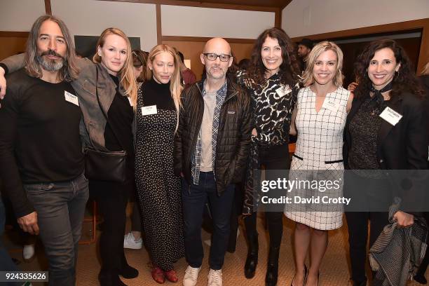 Robert Russell, Laura dawn, Julie Mintz, Moby, Lisa Edelstein, Amy Friedrich-Karnik and Michaela Watkins attend A Conversation with the Center for...