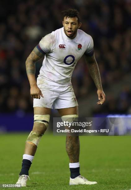 Courtney Lawes of England looks on during the NatWest Six Nations match between Scotland and England at Murrayfield on February 24, 2018 in...