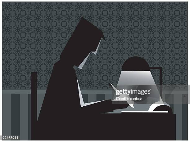 studying at night vector - studying late at night stock illustrations