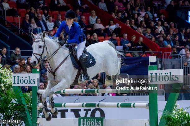 Danish equestrian Linnea Ericsson-Carey on Contenance 15 rides in the Accumulator Show Jumping Competition during the Gothenburg Horse Show in...