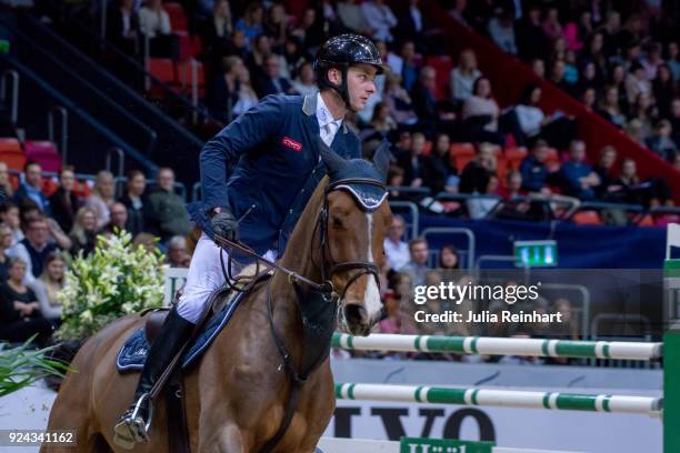 Swiss equestrian Werner Muff on Electric Touch wins the Accumulator Show Jumping Competition during the Gothenburg Horse Show in Scandinavium Arena...