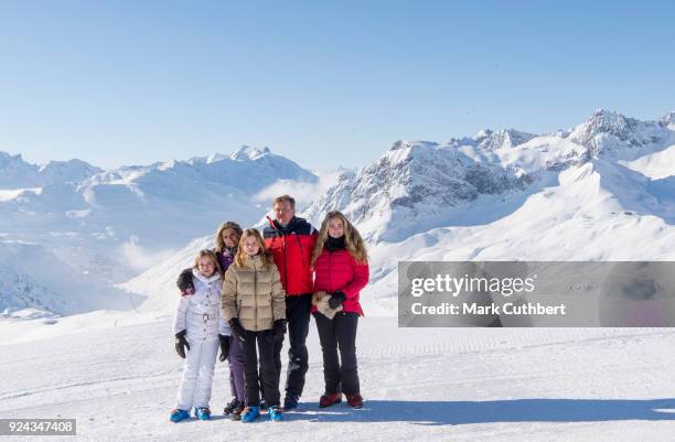 King Willem-Alexander of the Netherlands and Queen Maxima of the Netherlands with Crown Princess Catharina-Amalia of the Netherlands, Princess Alexia...