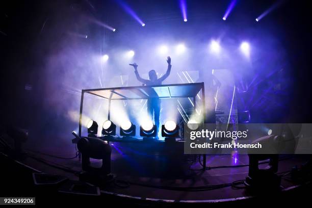 British-Norwegian musician Alan Walker performs live during a concert at the Huxleys on February 24, 2018 in Berlin, Germany.