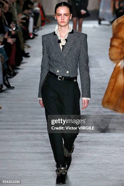 Model walks the runway at the Philosophy di Lorenzo Serafini Ready to Wear Fall/Winter 2018-2019 fashion show during Milan Fashion Week Fall/Winter...