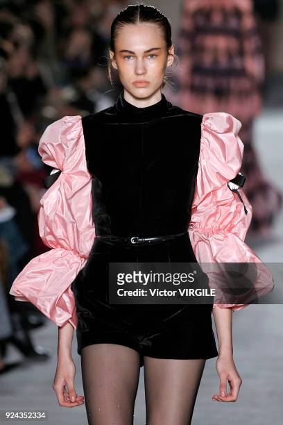 Model walks the runway at the Philosophy di Lorenzo Serafini Ready to Wear Fall/Winter 2018-2019 fashion show during Milan Fashion Week Fall/Winter...