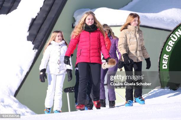 Princess Ariane of The Netherlands, Crown Princess Catharina-Amalia of The Netherlands and Princess Alexia of the Netherlands arrive to the annual...