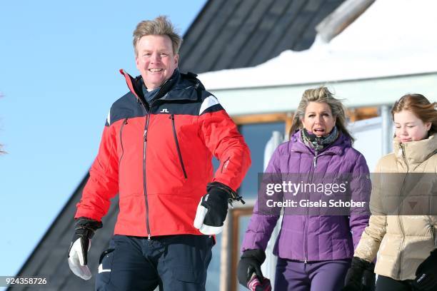 King Willem-Alexander ot The Netherlands and his wife Queen Maxima of The Netherlands during the annual winter photo call on February 26, 2018 in...