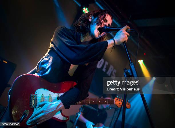 Thomas Haywood, lead singer with The Blinders Performs with the band at the Brudenell Social Club on February 23, 2017 in Leeds, England.