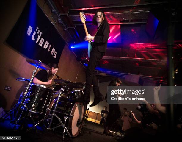 Thomas Haywood, lead singer with The Blinders Performs with the band at the Brudenell Social Club on February 23, 2017 in Leeds, England.