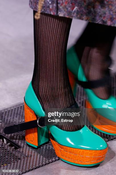 Shoe detail at the Marni show during Milan Fashion Week Fall/Winter 2018/19 on February 25, 2018 in Milan, Italy.