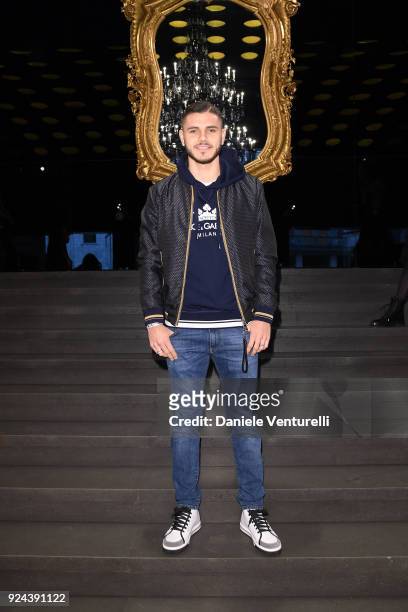 Mauro Icardi attends the Dolce & Gabbana show during Milan Fashion Week Fall/Winter 2018/19 on February 25, 2018 in Milan, Italy.