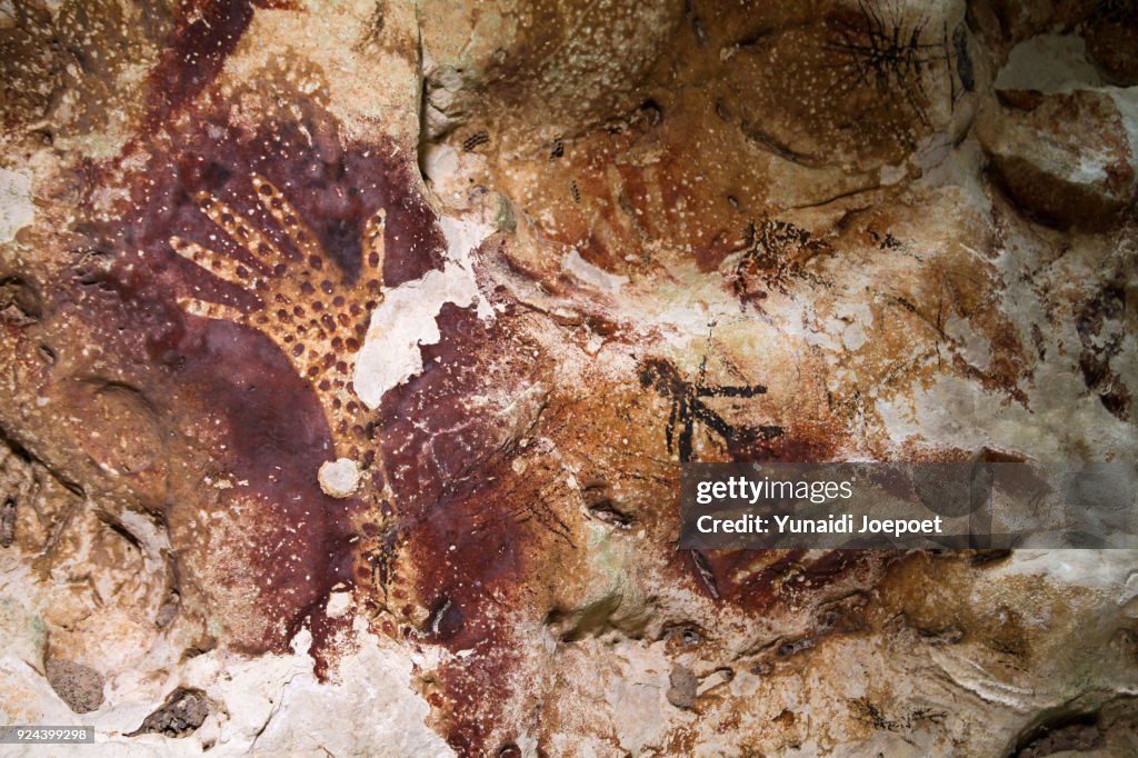 Prehistoric Petroglyph Rock Art Paintings in East Kalimantan, Borneo, Indonesia