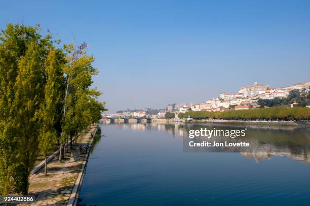 mondego river and coimbra with university of coimbraon hill - mondego stock pictures, royalty-free photos & images