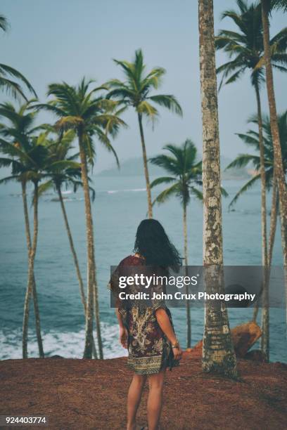 paradise girl palm portrait - southern crux foto e immagini stock