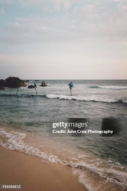 sri lanka stilt fishermen - southern crux foto e immagini stock