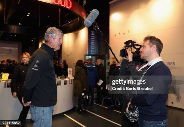 Laureus Academy Member Morne du Plessis gives an interview during the Sport for Good Play International Project Visit at Allianz Riviera Stadium on...