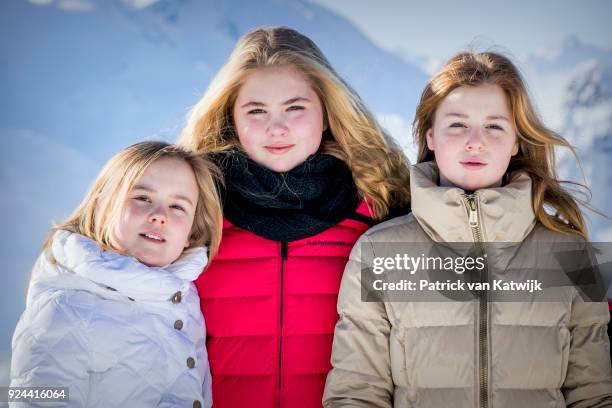 Crown Princess Catharina-Amalia of The Netherlands, Princess Alexia of The Netherlands and Princess Ariane of The Netherlands during the annual...