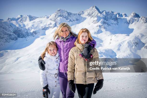 Queen Maxima of The Netherlands, Princess Alexia of The Netherlands and Princess Ariane of The Netherlands during the annual winter photo call on...