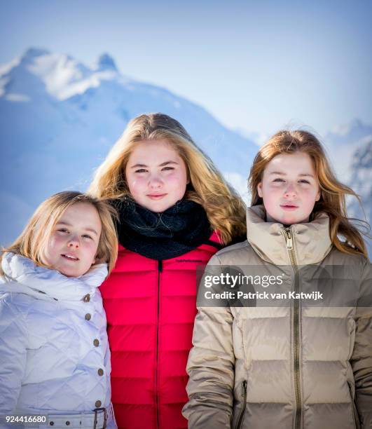 Crown Princess Catharina-Amalia of The Netherlands, Princess Alexia of The Netherlands and Princess Ariane of The Netherlands during the annual...