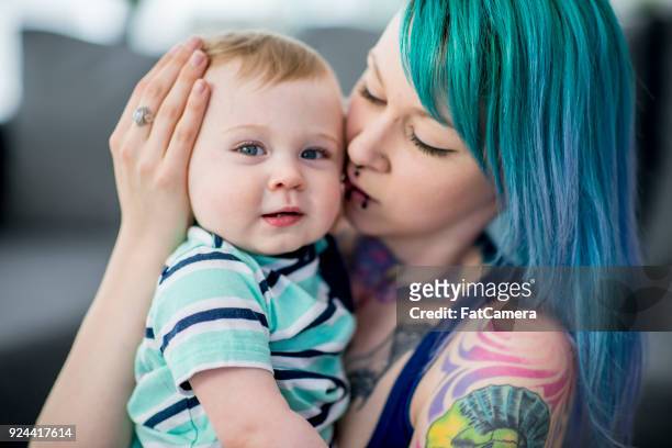 alternative mother and baby - little punk stock pictures, royalty-free photos & images
