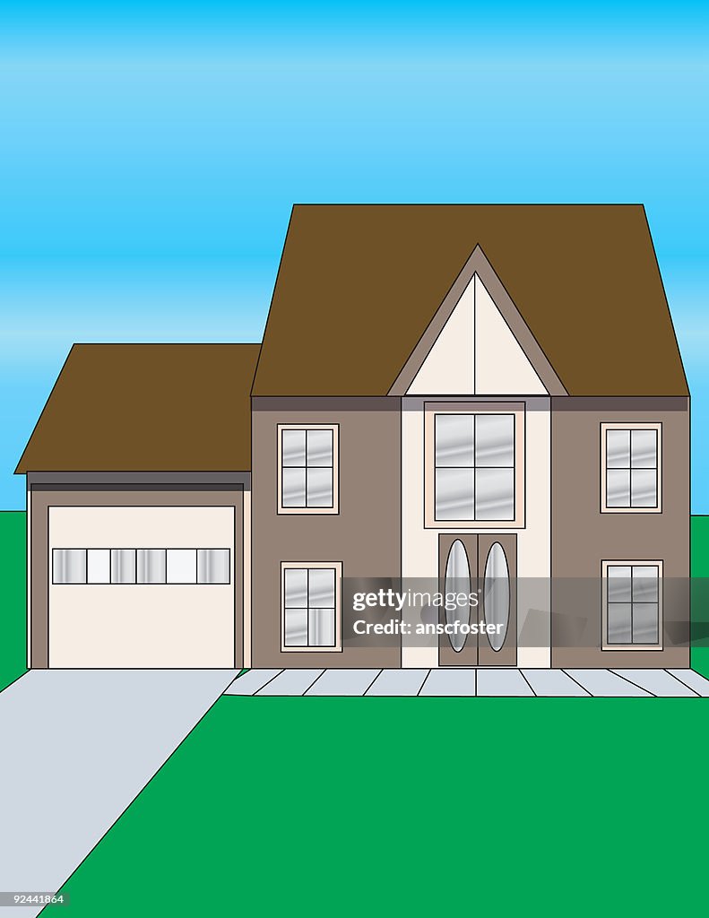 House with Garage - Vector