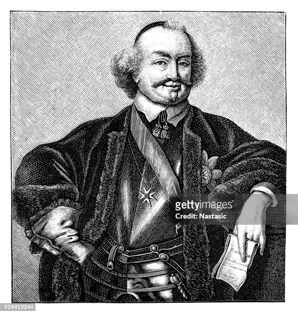 portrait of john maurice, prince of nassau-siegen - prince of orange stock illustrations
