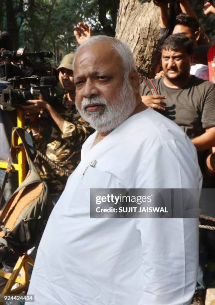 Indian Bollywood flm drector N. Chandra arrives at the home of Anil Kapoor following the death of the actress Sridevi Kapoor in Mumbai on February...