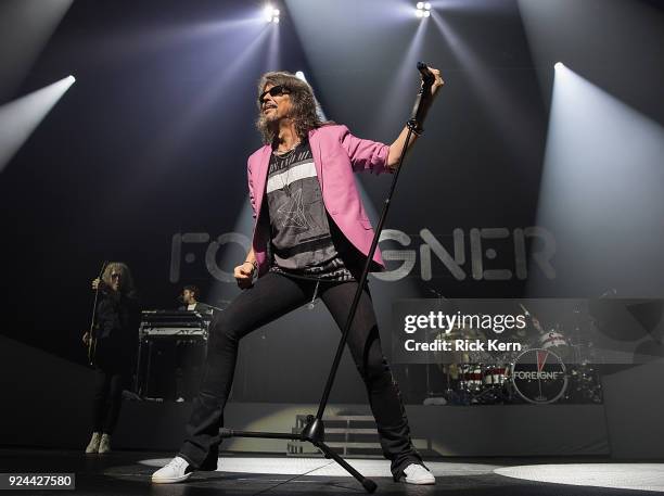 Vocalist Kelly Hansen of Foreigner performs in concert at ACL Live on February 25, 2018 in Austin, Texas.