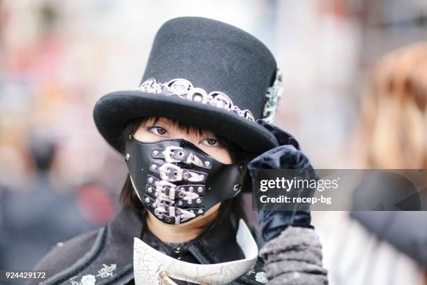 portrait of woman in goth fashion - harajuku district stock pictures, royalty-free photos & images